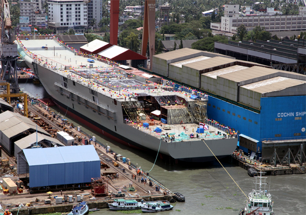 Warship Construction at Indian Naval Dockyard.