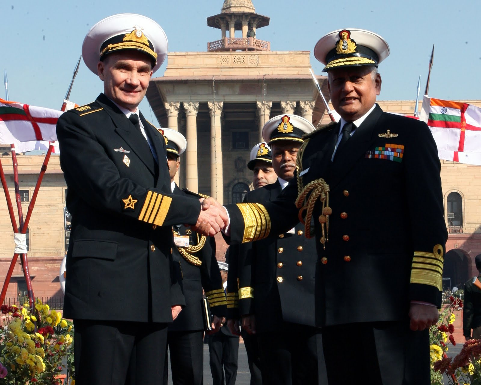 Indian Chief of Naval Staff, Admiral Verma with the Admiral of the Russian Navy in New Delhi