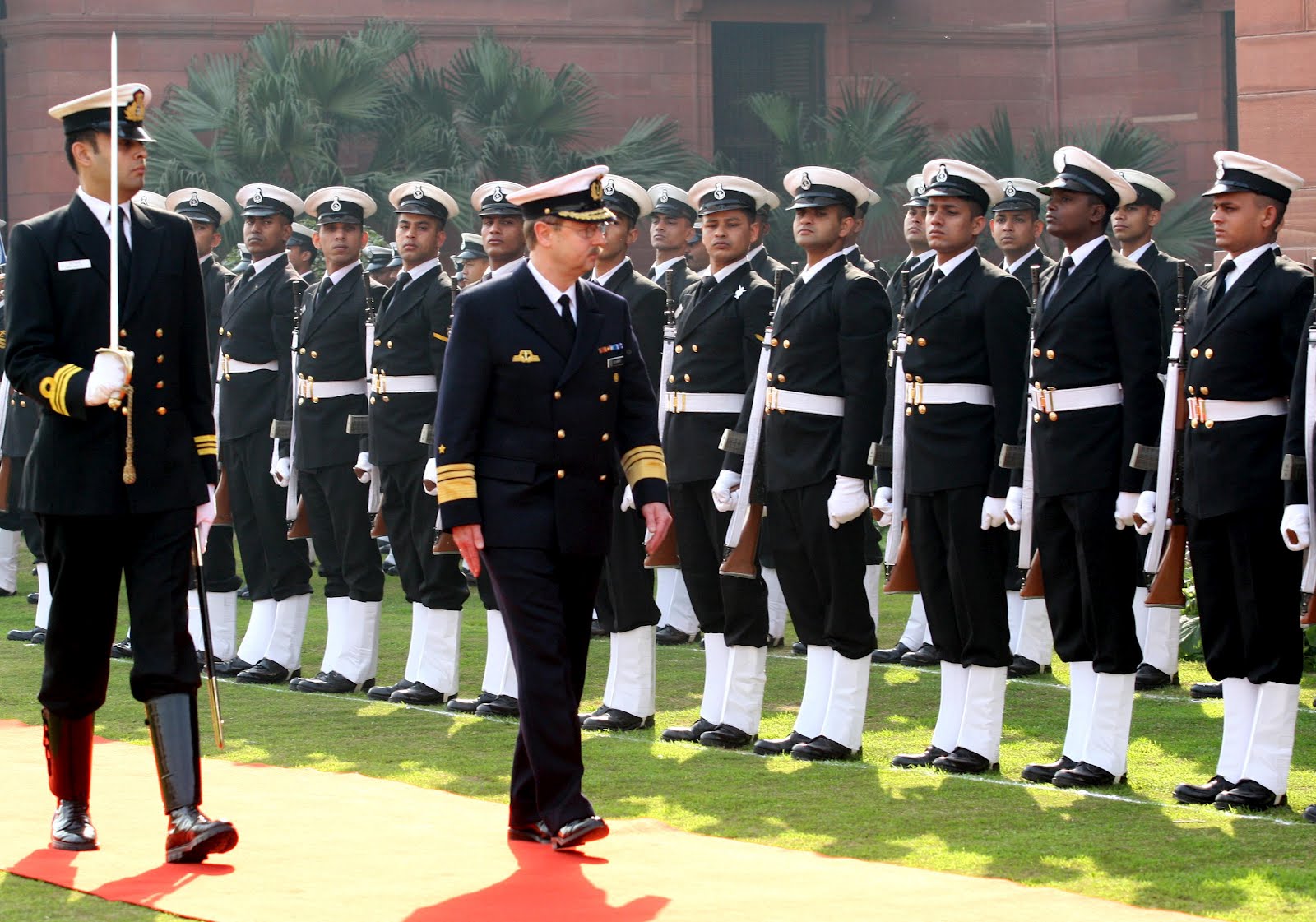 German Navy Admiral inspecting Naval Guard of Honor