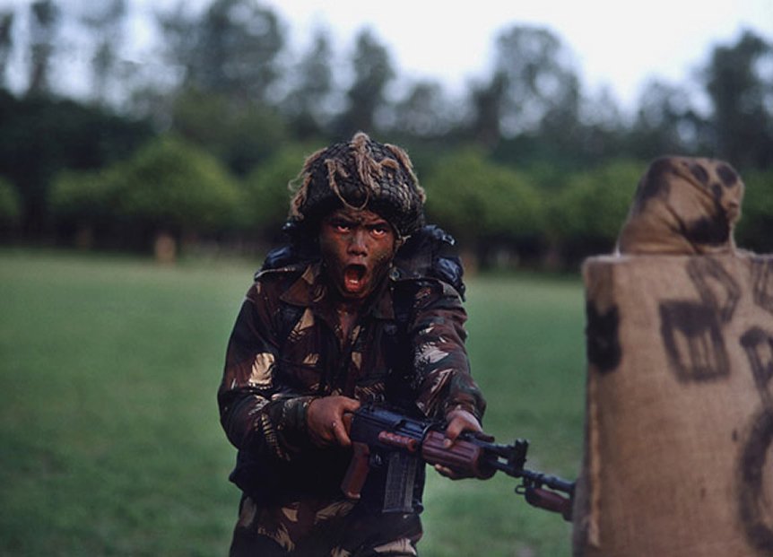 Indian Army Gurkhas in an War-game Exercise. 