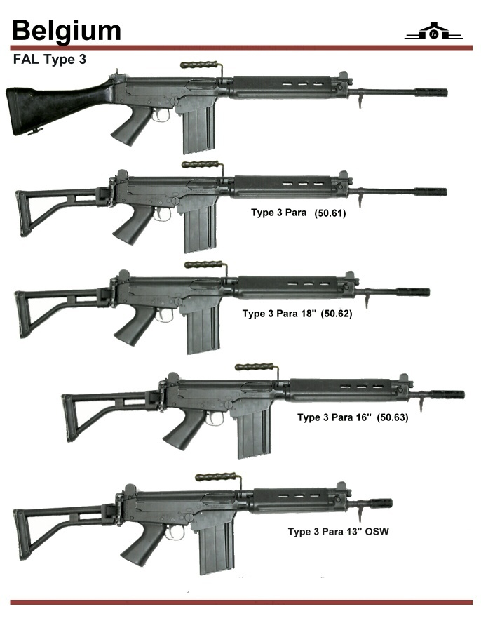             Belgium 'FN FAL' (1953 - 1994)
Belgium's ORIGINAL 'FN FAL' 30Caliber 7.62mm Battle-Rifle in different Barrel-length & Buttstock versions (1953 -1994)