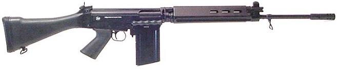      India Ordinance Factory Board (OFB) 
India's old Semi-Automatic Battle-Rifle FN FAL 7.62mm .30Caliber (Belgium_FN), licensed manufactured in India 