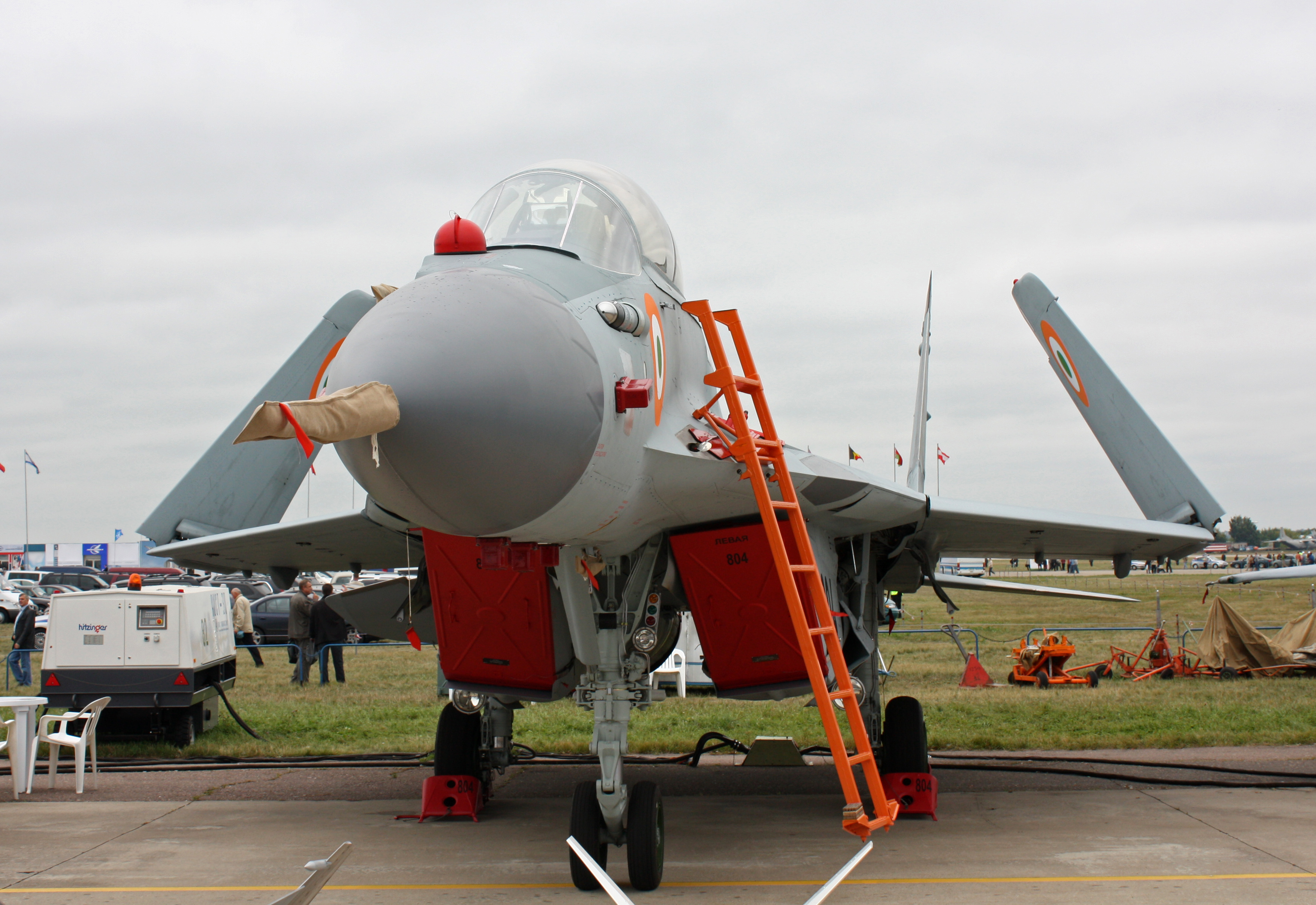 MiG-29K in Indian Navy colors at MAKS Airshow with Folding Wings for carrier operations