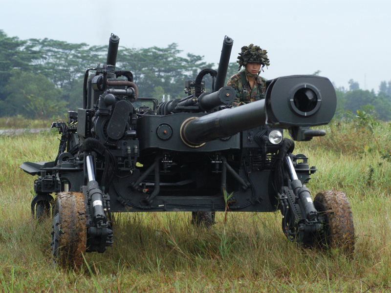               155 mm, 39Caliber Pegasus
The Singapore Light Weight Howitzer (SLWH) 'Pegasus', is a helicopter transportable, towed artillery piece. It is built with titanium alloy and aluminium alloy materials that are lightweight and yet able to withstand the recoil force of the 155 mm artillery system. The SLWH Pegasus was the preferred candidate for the 145 ultra light howitzer program of the Indian Army. However, ST Kinetics was associated in a case of corruption & was blacklisted from participating in the program 
