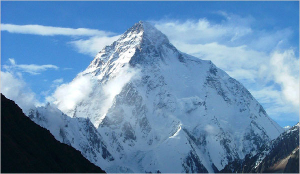 Mt K2 (Godwin Austin); 2nd
highest mountain in the world; PAKISTAN_OCCUPIED_KASHMIR