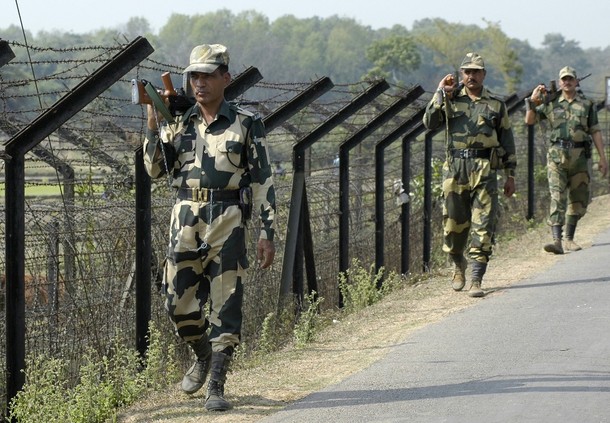 Indian Para-military Force personel on patrol in ASSAM 